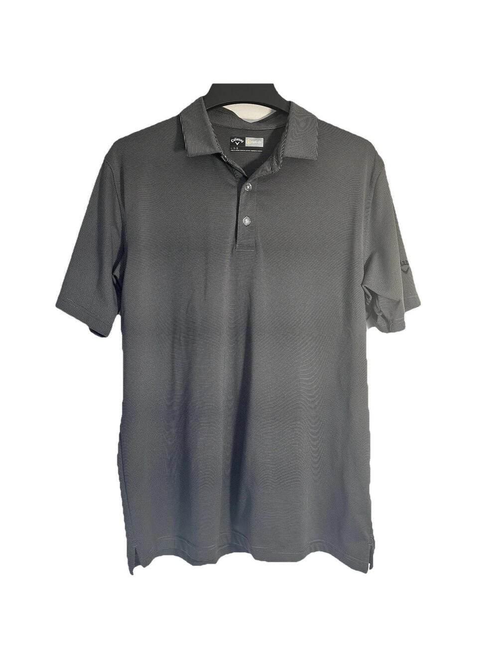 Callaway Shirt Adult Large Opti-Dri Grey Pinstripe Golf Polo Athletic Rugby Mens